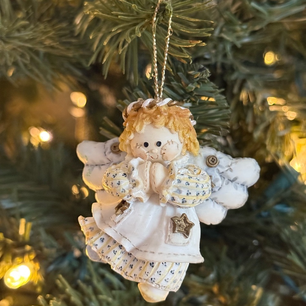 Charming Angel Ornament with Gold Accents